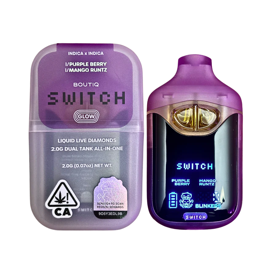 Boutiq Switch V4 Glow – Purple Berry X Mago Runtz 2G Dual Tank