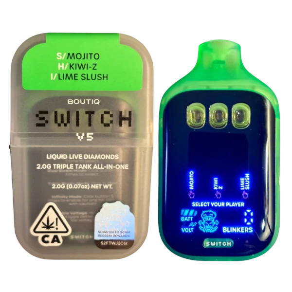 Boutiq Switch V5 – Mojito (Sativa) X Kiwi Z (Hybrid) X Lime Slush (Indica)