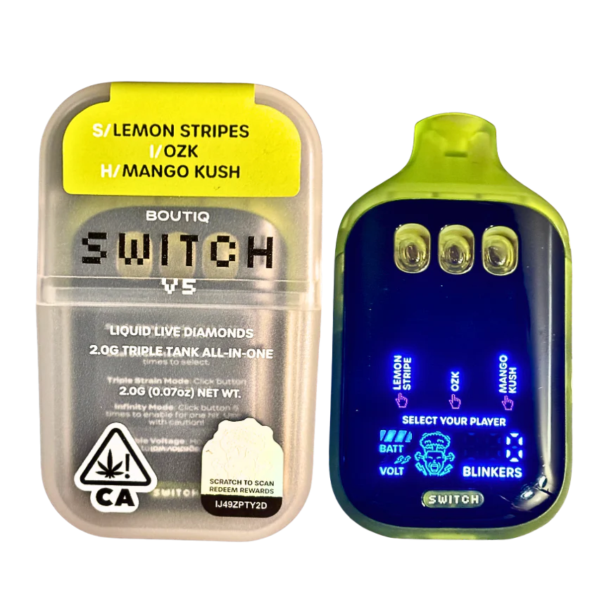 Boutiq Switch V5 – Lemon Stripes (Sativa) X OZK (Indica) X Mango Kush (Hybrid)